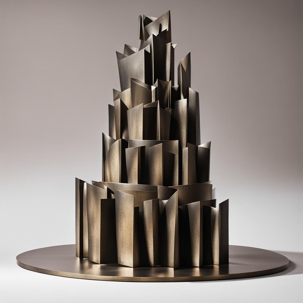Brutalist Metal Sculpture of a Wedding Cake