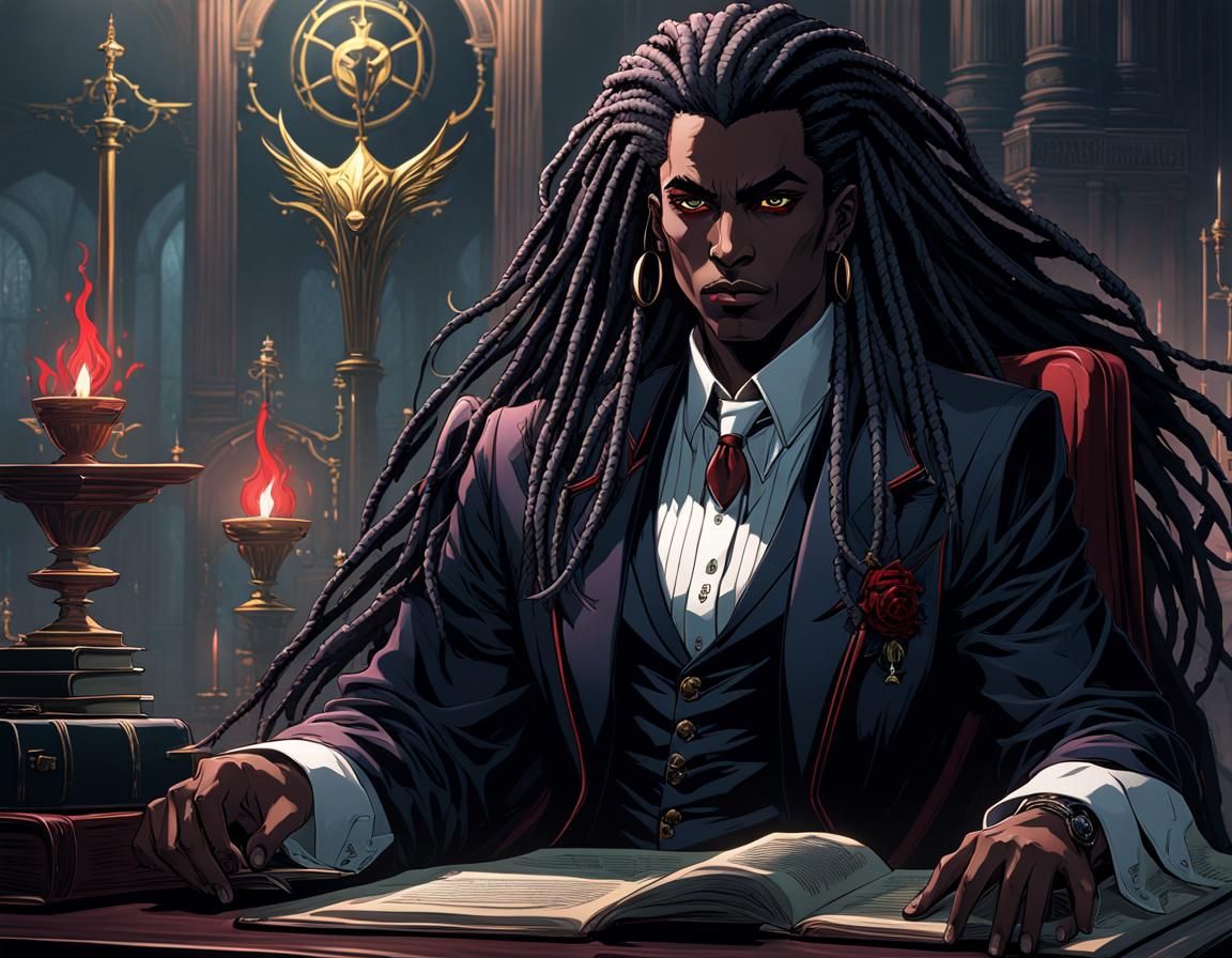 Androgynous Vampire Lawyer in Anime Style