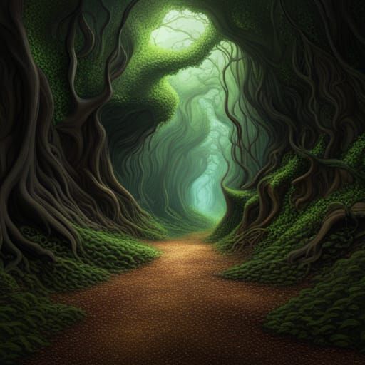 Scary Forest Cave Opening with Bats