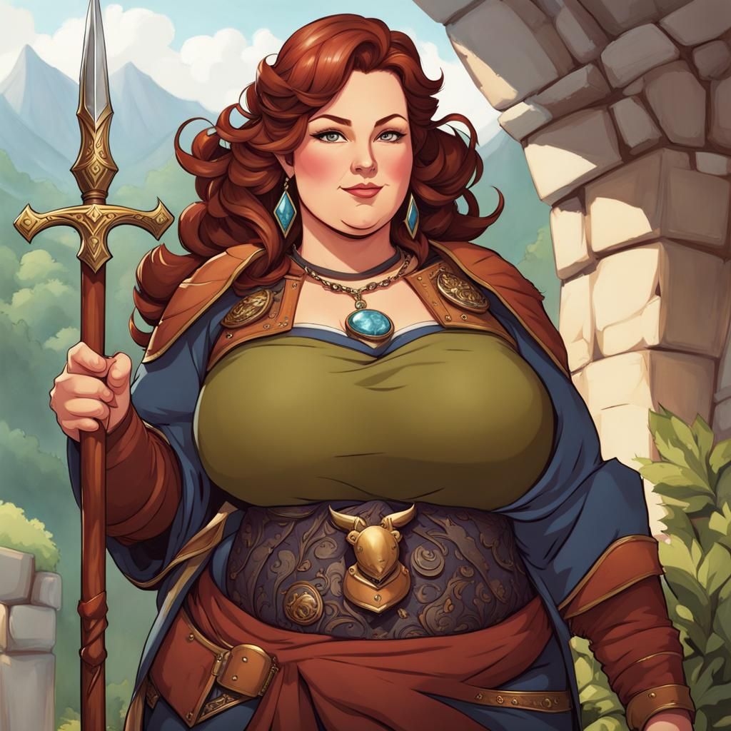Mature Chubby Adventurer in Medieval Fantasy Style