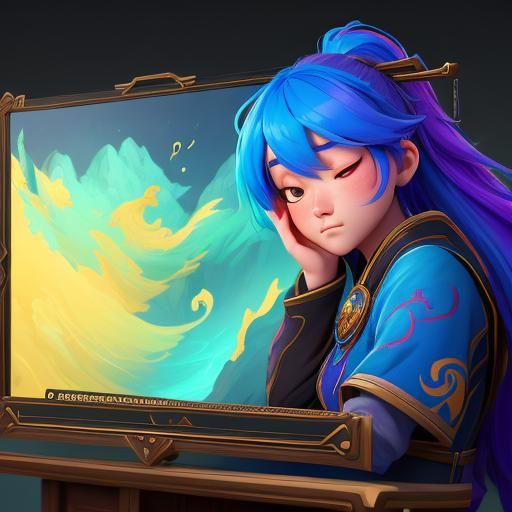 Girl Drowsing at Work in Donghua Style