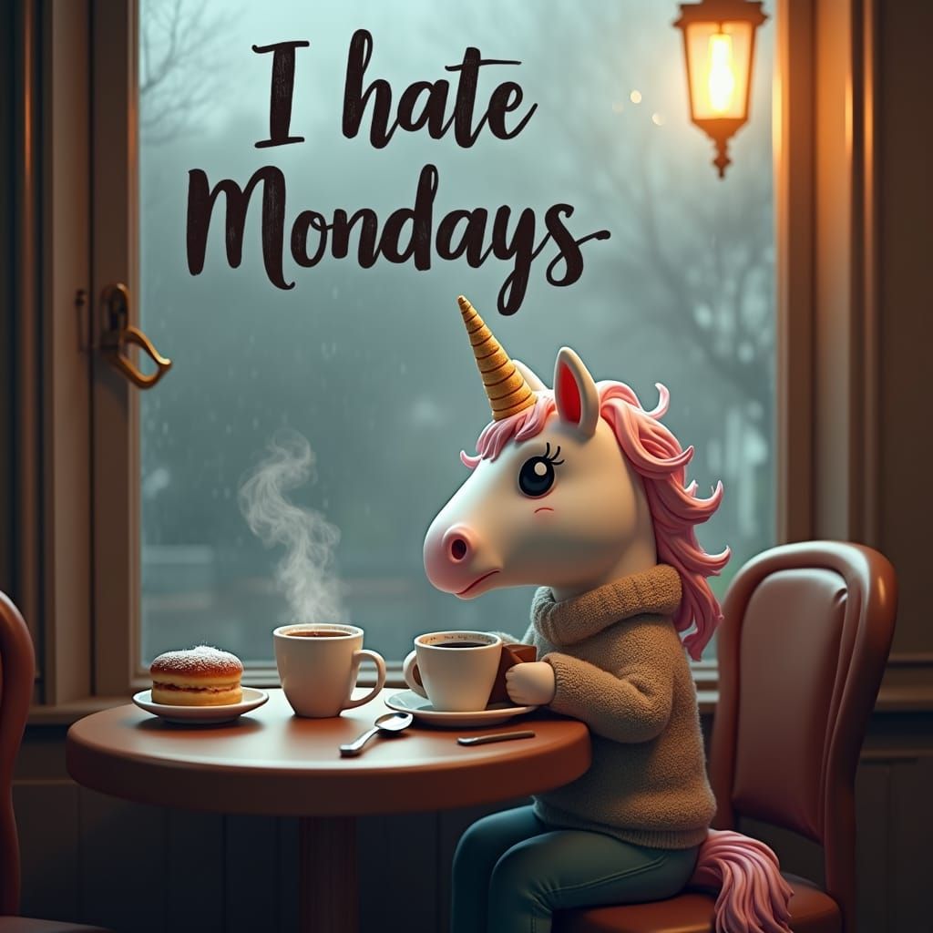 Grumpy Chibi Unicorn Hates Mondays