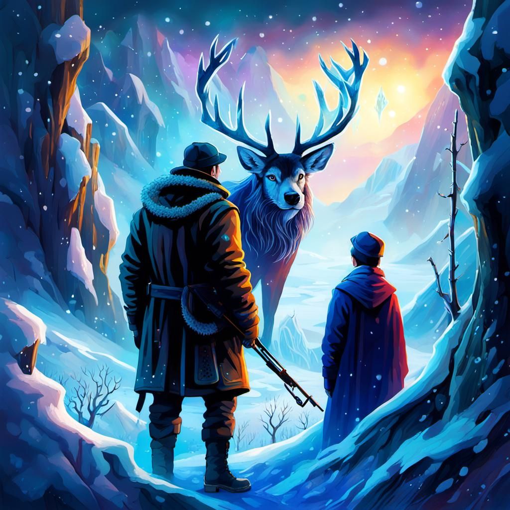 Hunter in Frozen Moment: Digital Fantasy Art