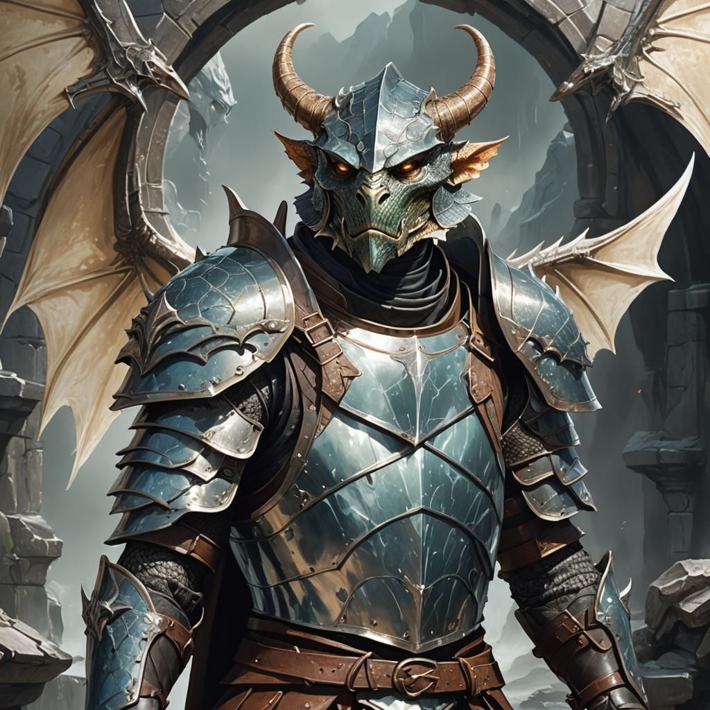 Dragonborn Warrior with Isomalt Wings: Fantasy Portrait