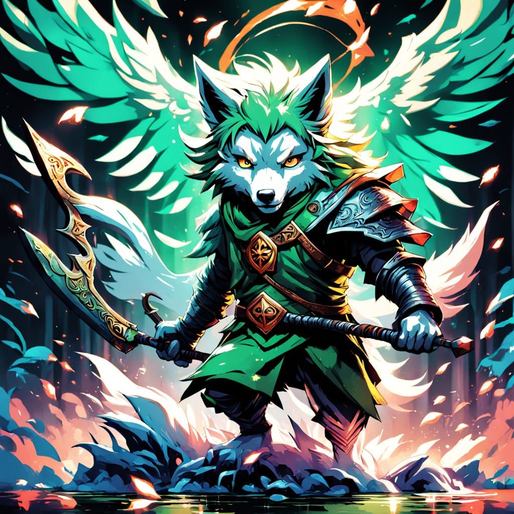 Anime Chibi Wolf Boy Ready for Adventure