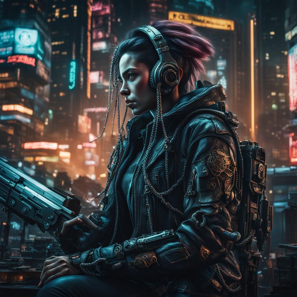 Cyberpunk Chicken with Crest Chain in HDR