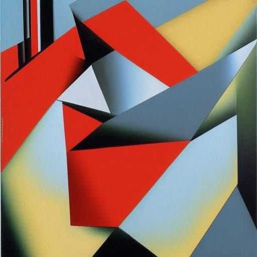 Surreal Abstract Eyeball Mouth in Cubist Style