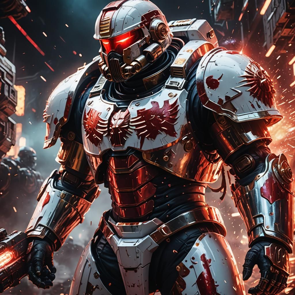 Space Marine in Shining Armor with Red Energy
