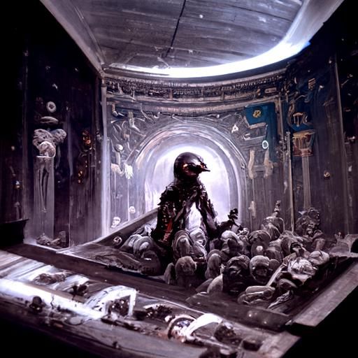 Horus Lupercal in Spaceship, Gothic Horror Style