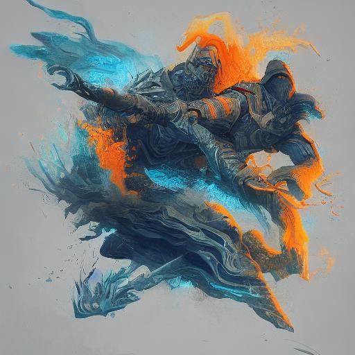 Ethereal Figures in Opposing Vortex: Matte Painting