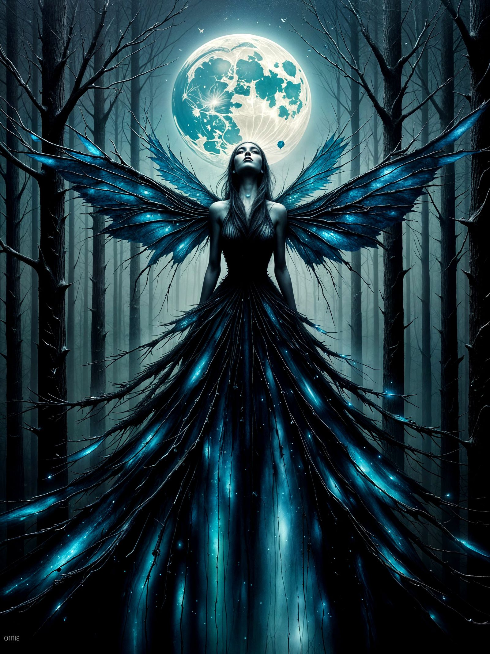 Dark Fairy's Lament in Moonlit Forest