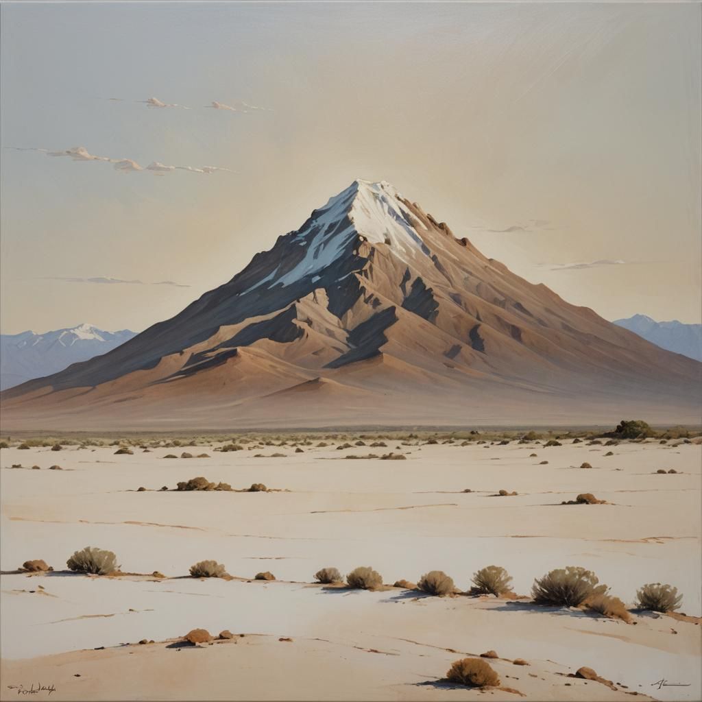 Minimalist Mountain Landscape in Earth Tones