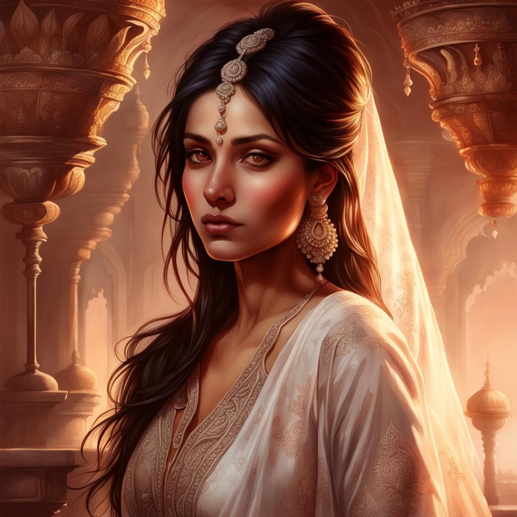 South Asian Beauty at Dawn: Classical Portrait