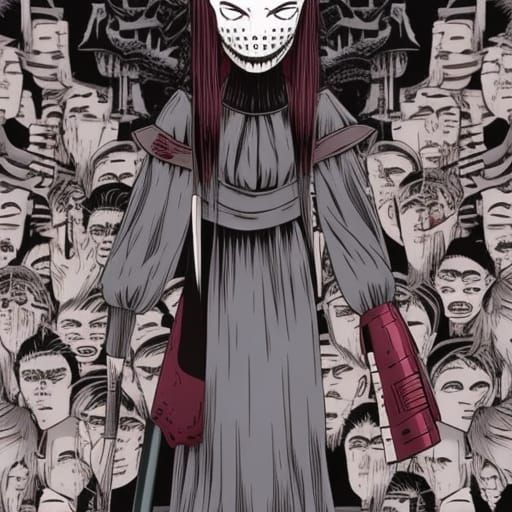 Disturbing Portrait in Junji Ito Style