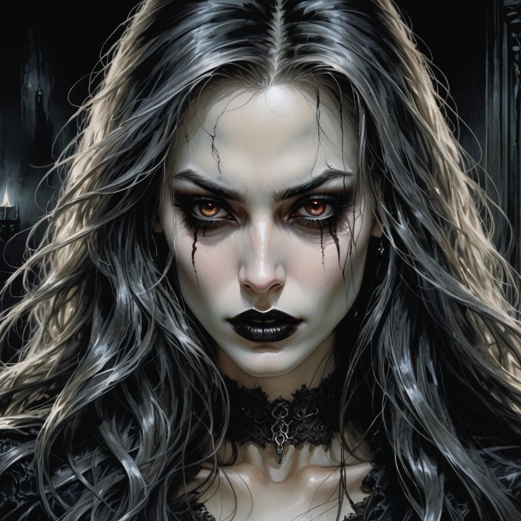 Gothic Vampire Portrait in Dark Fantasy Art Style