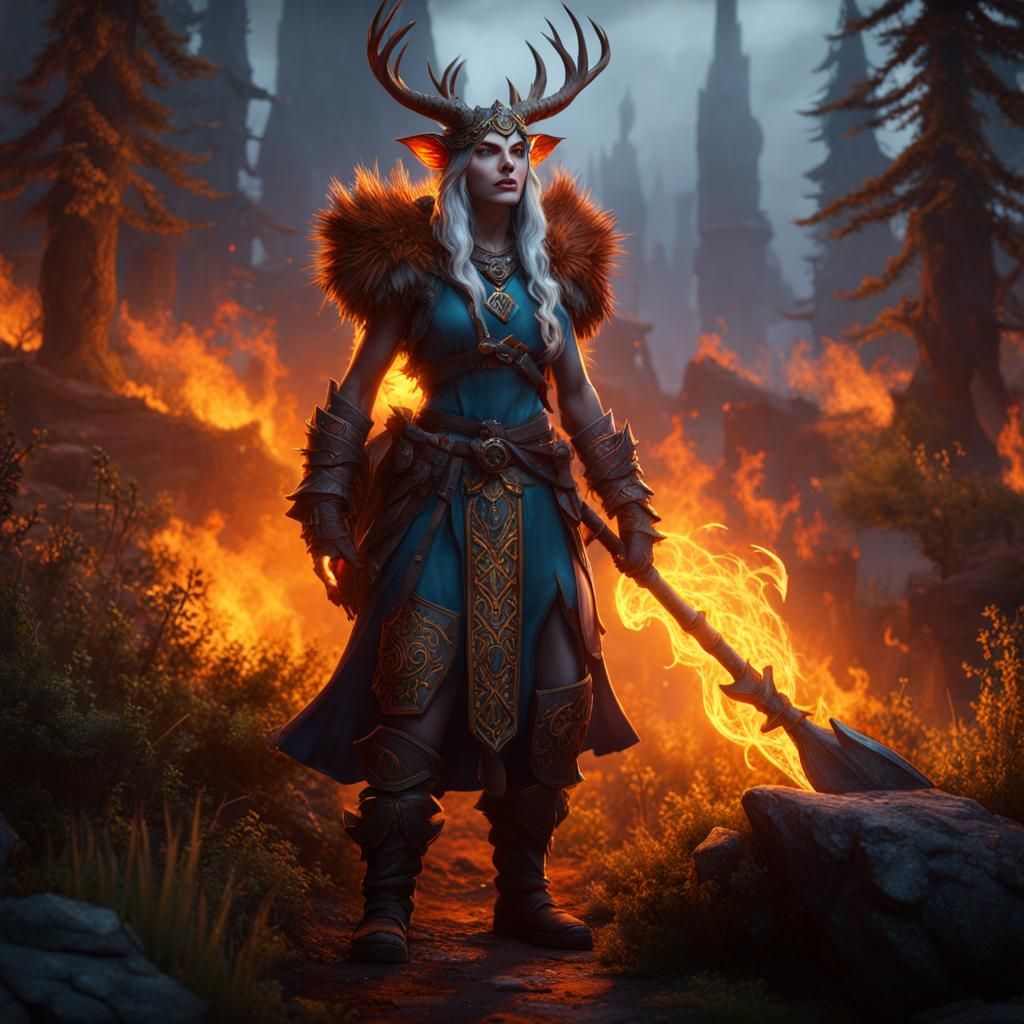 Firbolg Wildfire Druid in Detailed Matte Painting