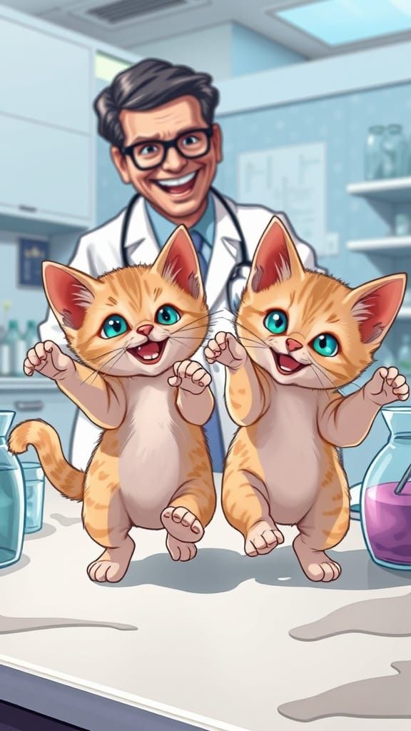 Whimsical Lab Scene in Comic Book Style