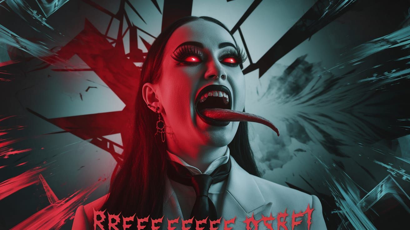 Gothic Horror Woman with Red Eyes in Digital Art