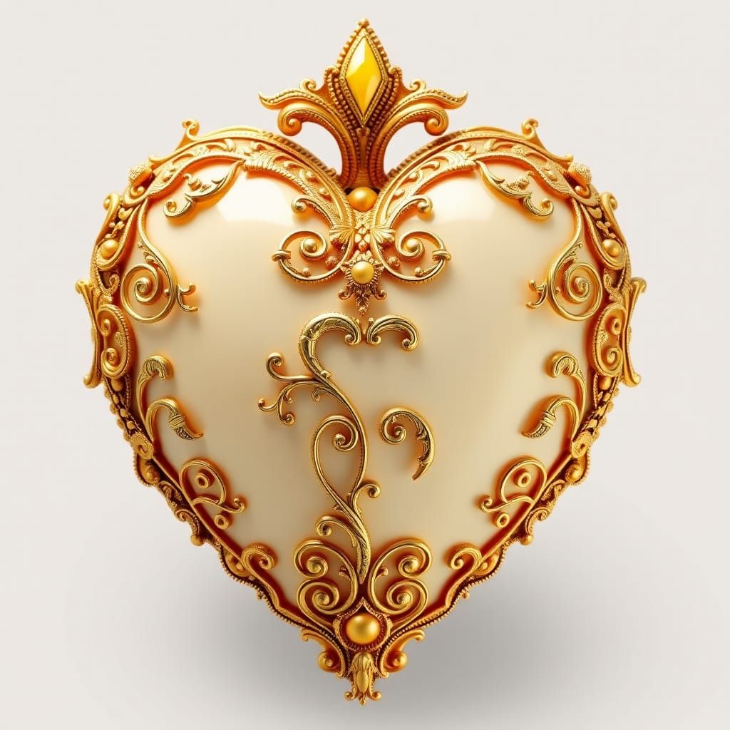 Ornate Golden Heart with Filigree Fractals