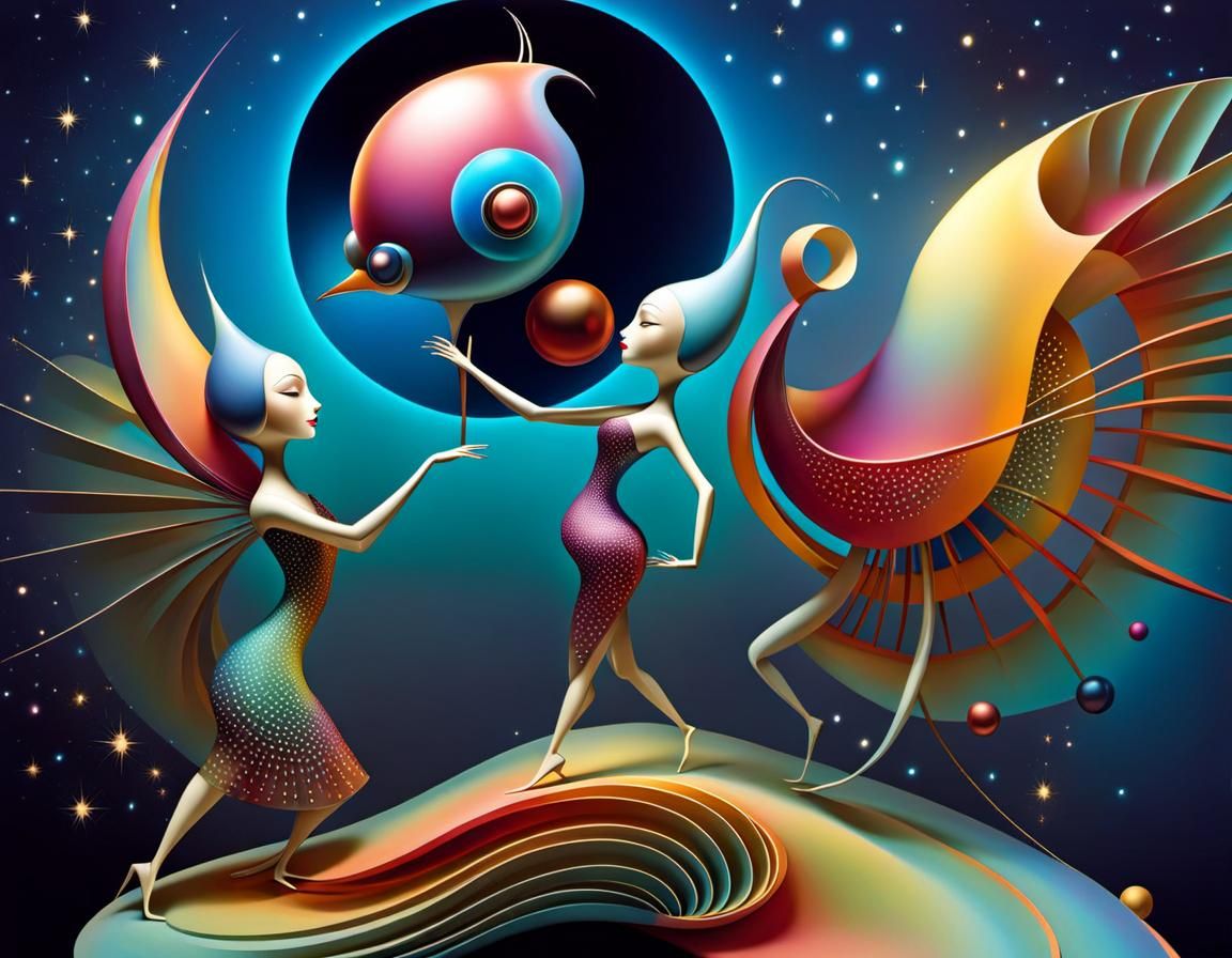 Intricate Atomic Universe Inside Dancing Couple