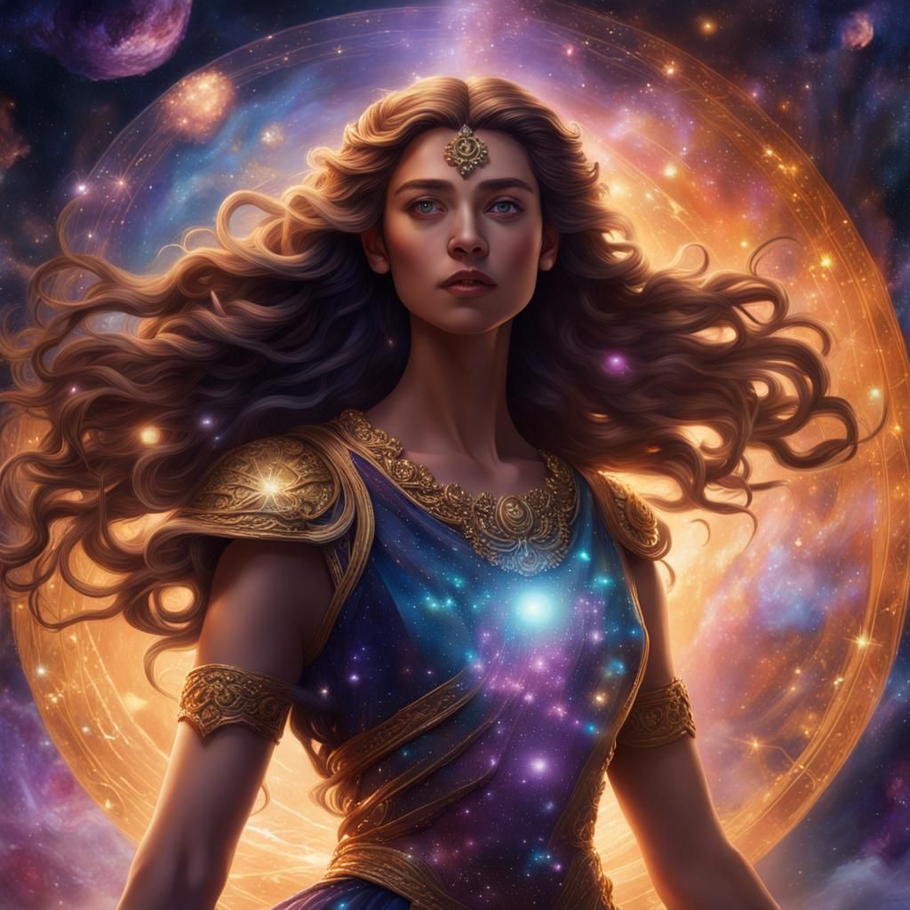 Goddess of Space and Time in Sci-Fi Fantasy Style