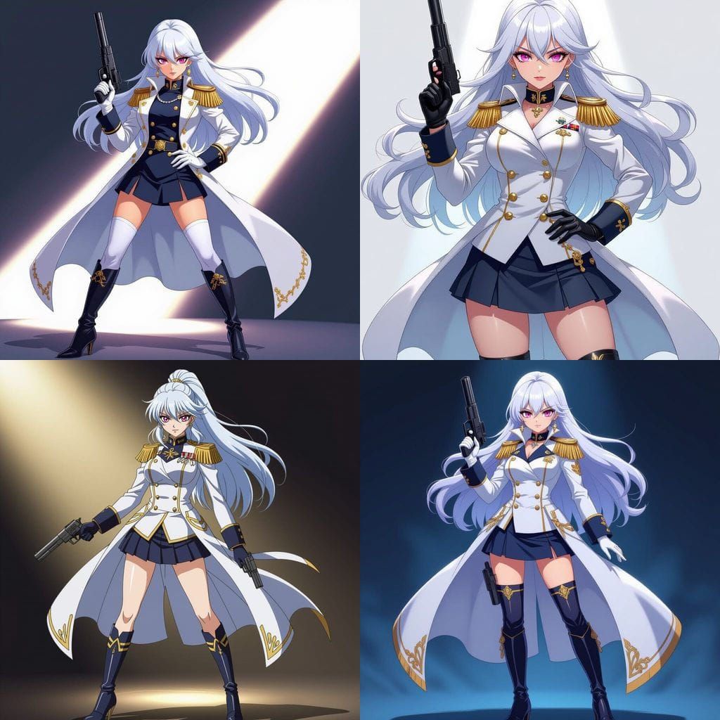 Anime Admiral in White Uniform with Pink Eyes