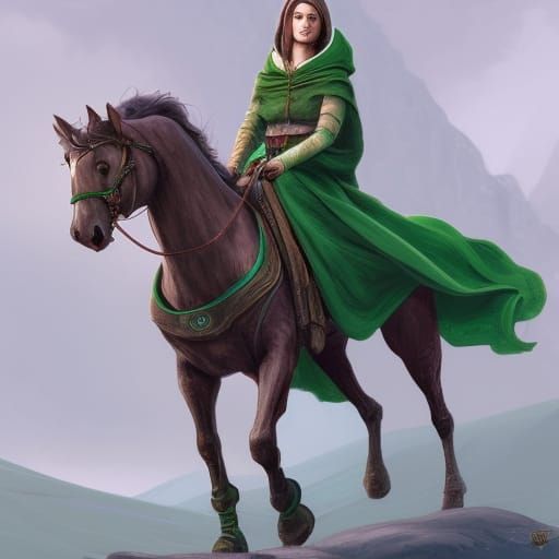 Girl on Horseback Escape: Disney-Style Fantasy Art