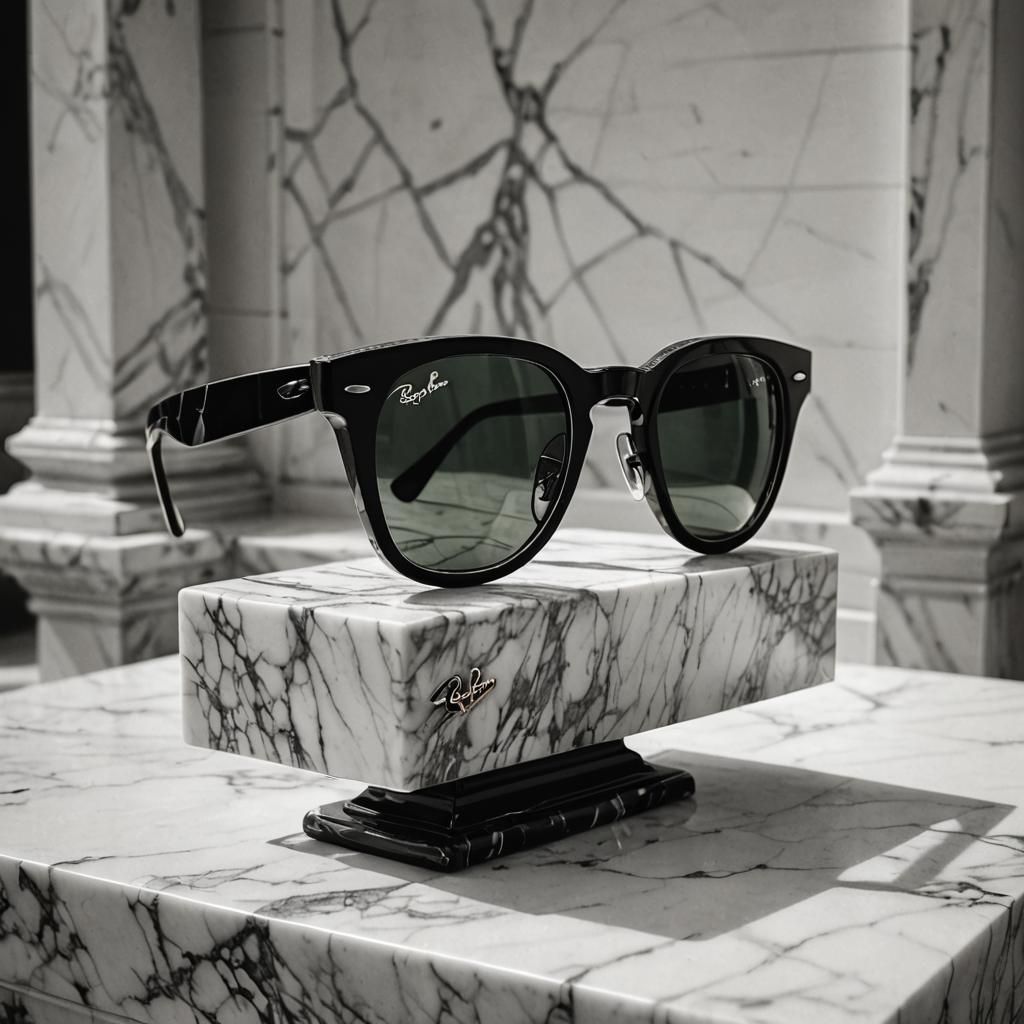 Wayfarer Glasses on Roman Pedestal in Precisionism Style