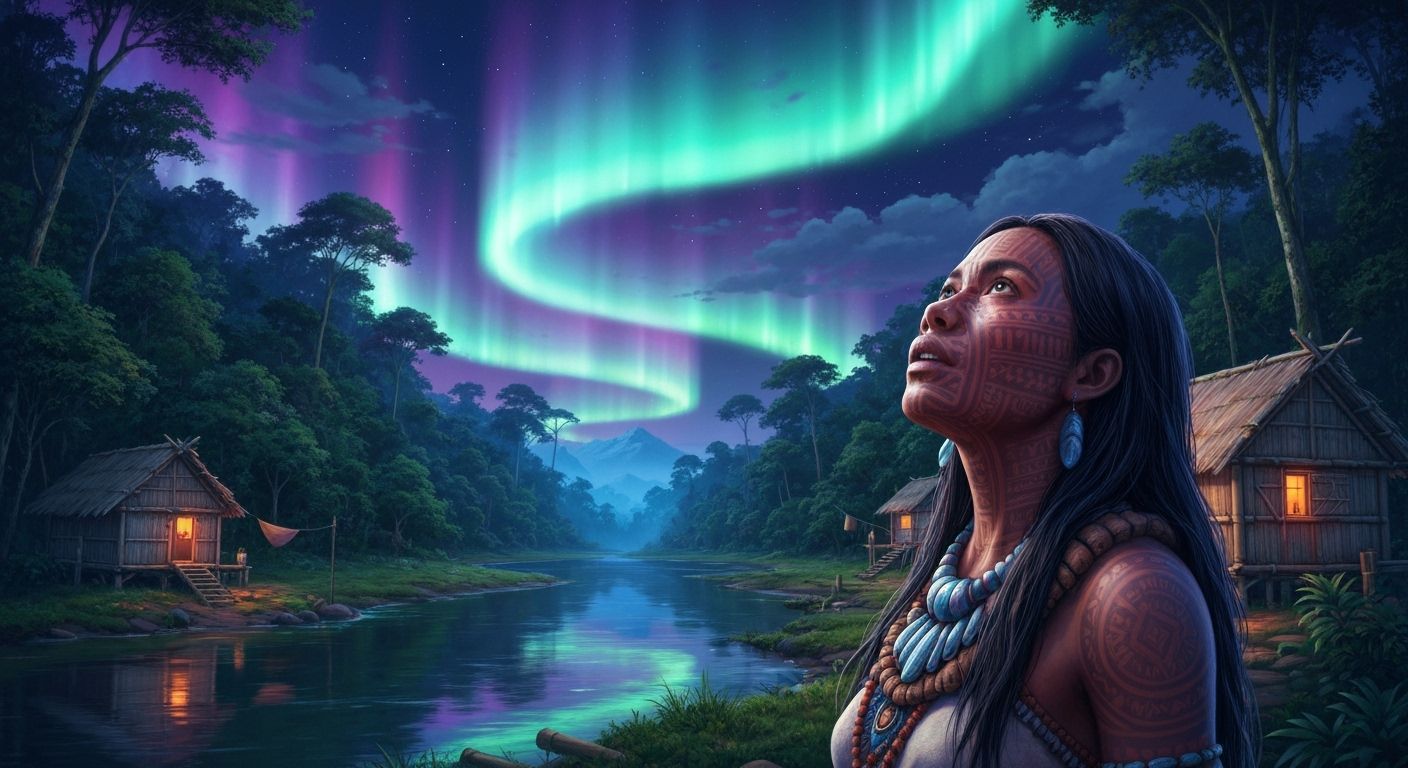 Amazonian Woman Sees Aurora Over Rainforest