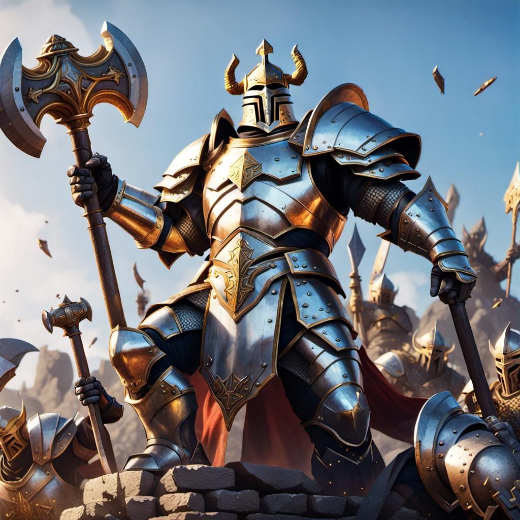 Victorious Paladin: Fantasy Conqueror in Shining Armor