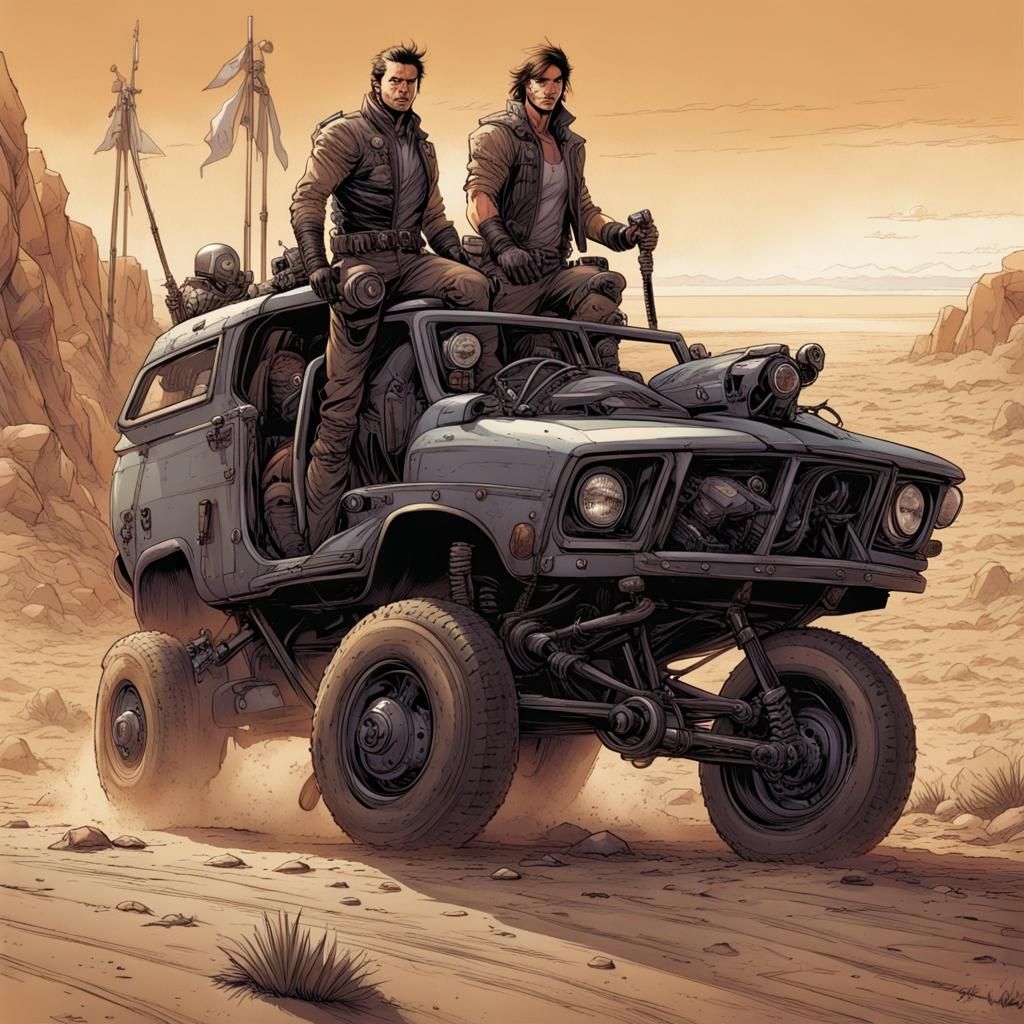 Centaur Chiron in Mad Max Comic Book Style