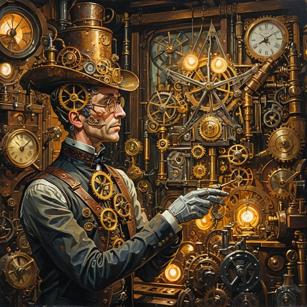 Steampunk Inventor's Workshop: Gouache Impasto Painting