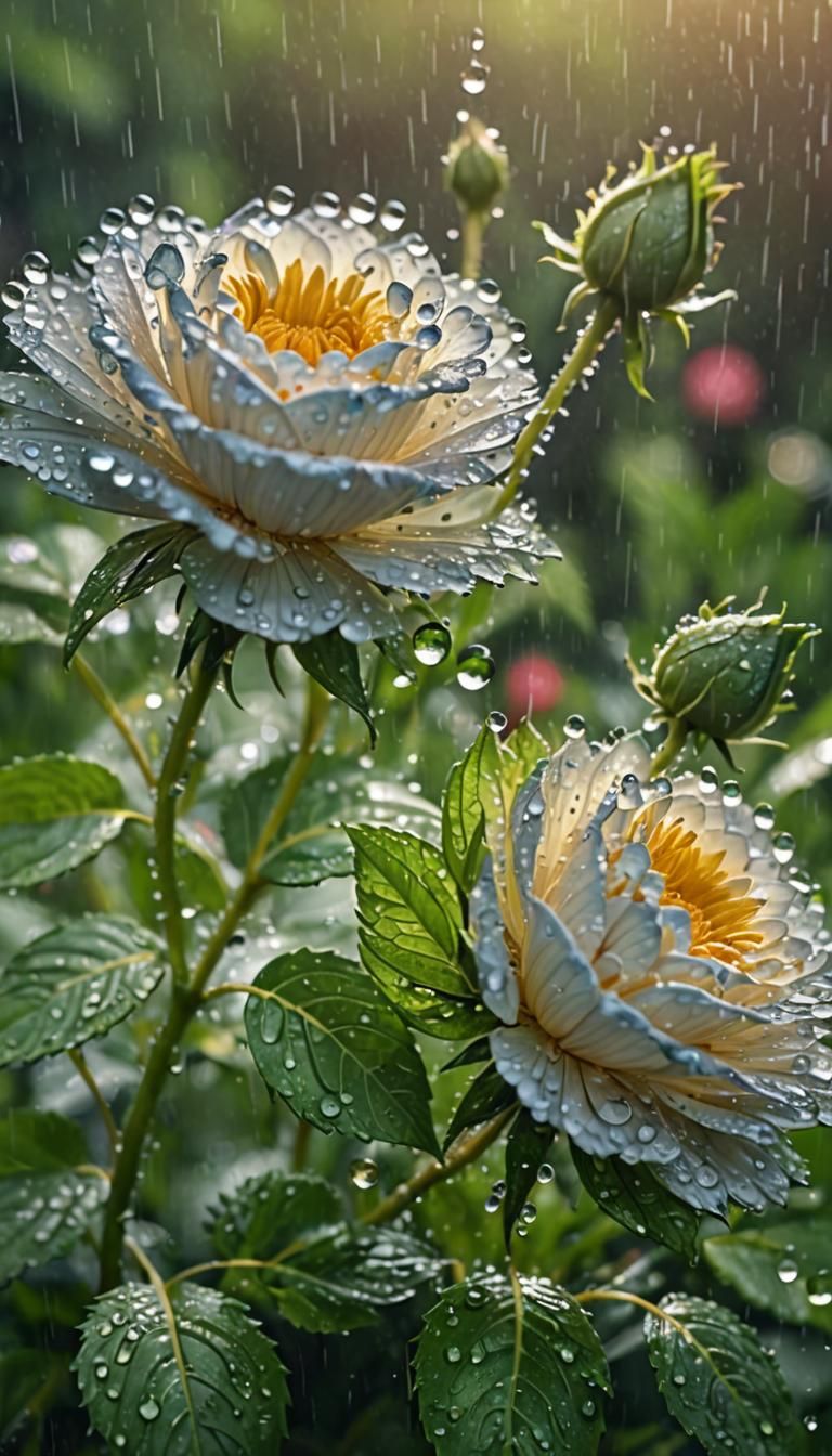 Hyperrealistic Daisy with Water Droplets in 4K