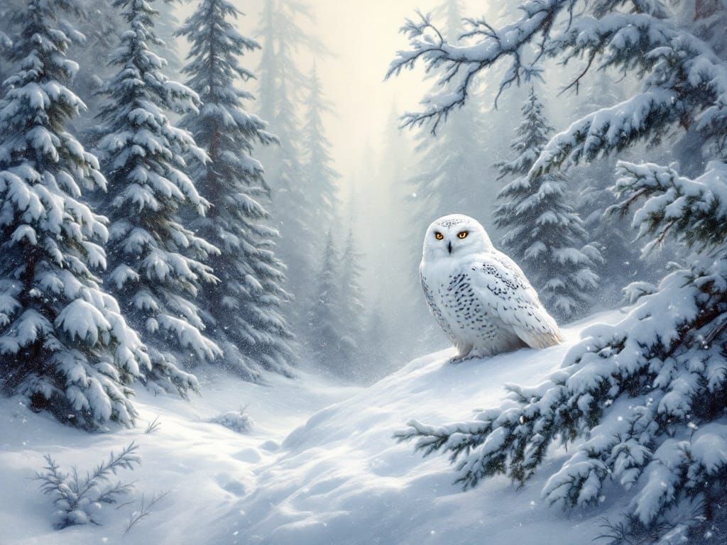 Winter Forest Scene in Soft, Frosty Hues