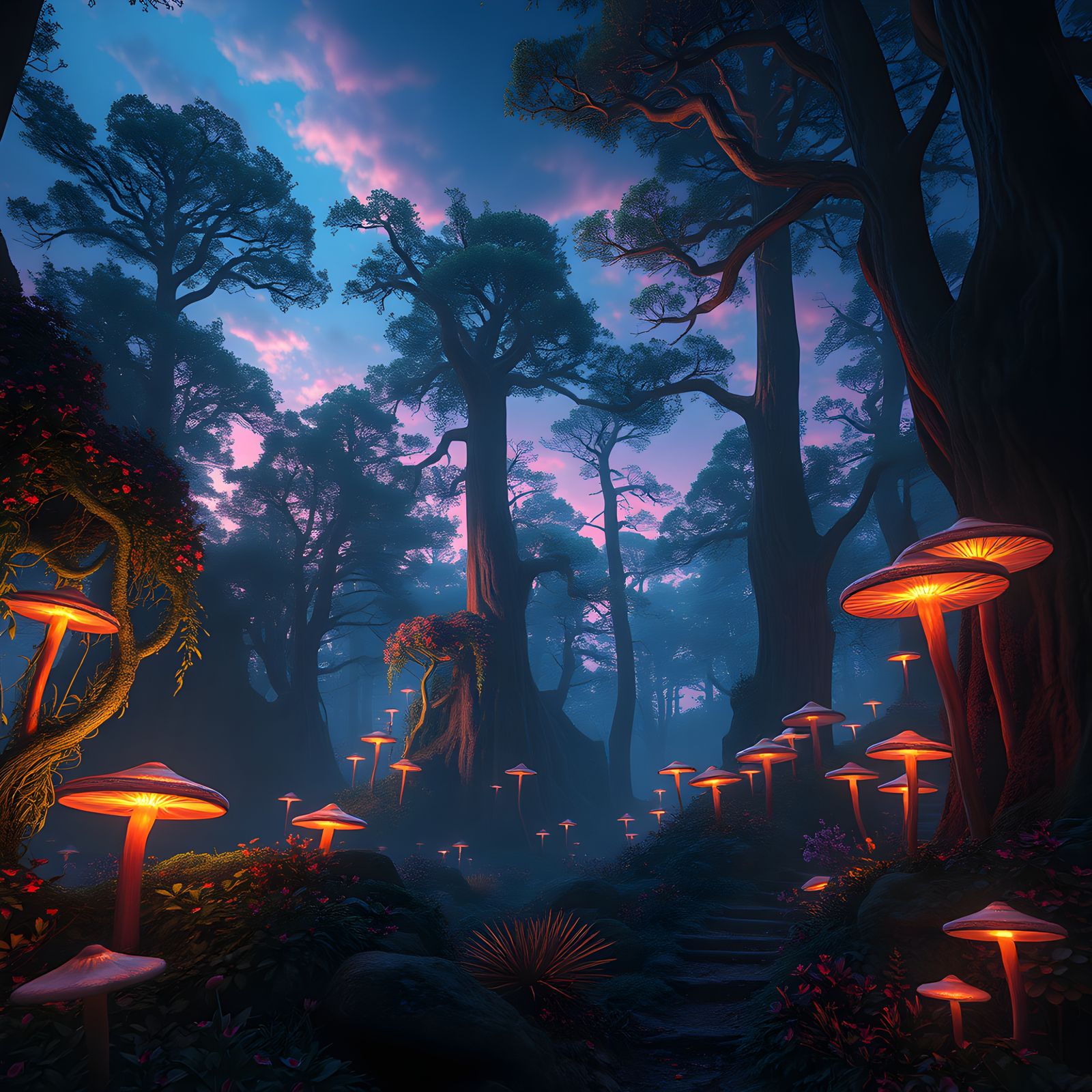 Fantastical Detailed Matte Painting in Deep Color