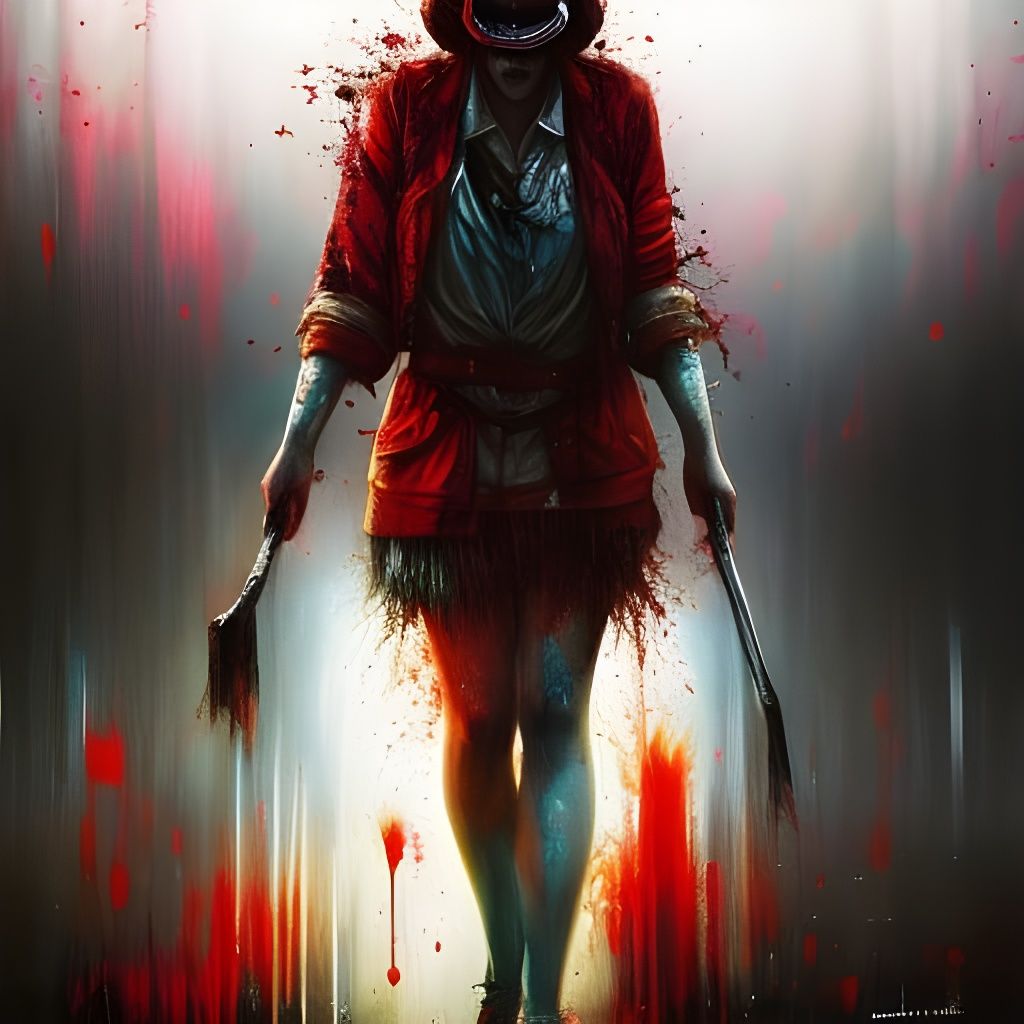 Silent Hill Horror with Dripping Lines and Graffiti Art