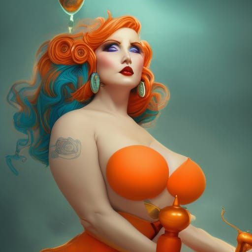 Evil Witch Pin-Up in Digital Art Style