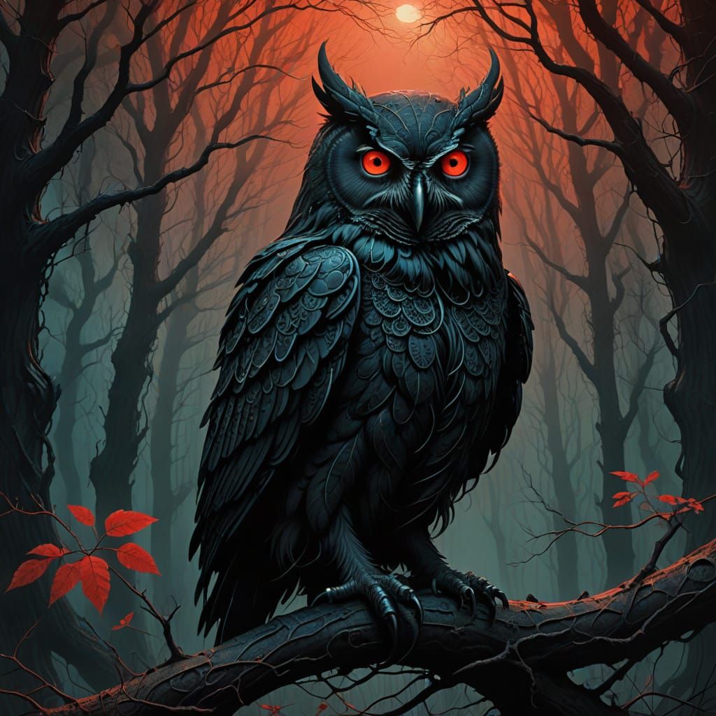 Owl with the Face of a Dark Demon