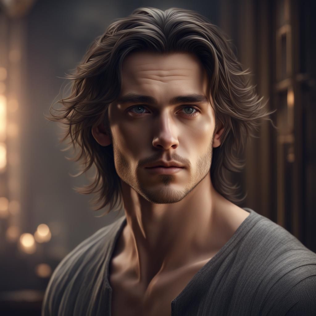 Dreaming Young Man Portrait in Digital Matte Painting