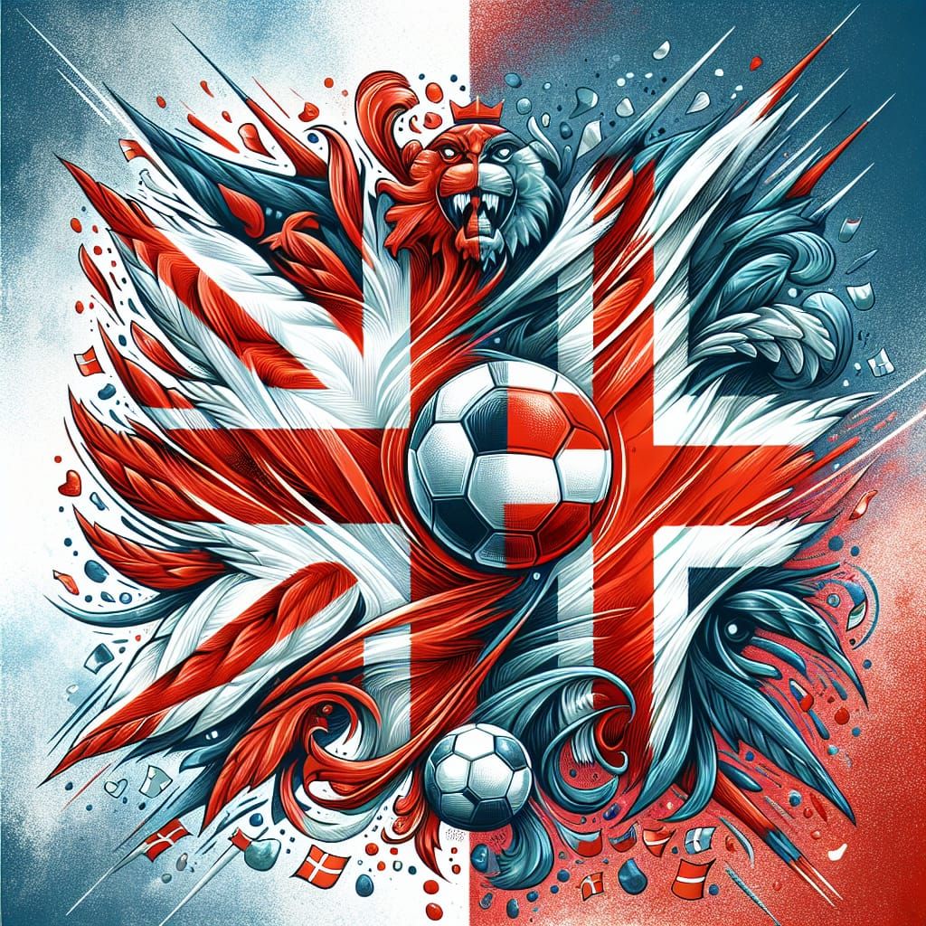 Exciting Soccer Poster: England vs Denmark in Watercolor