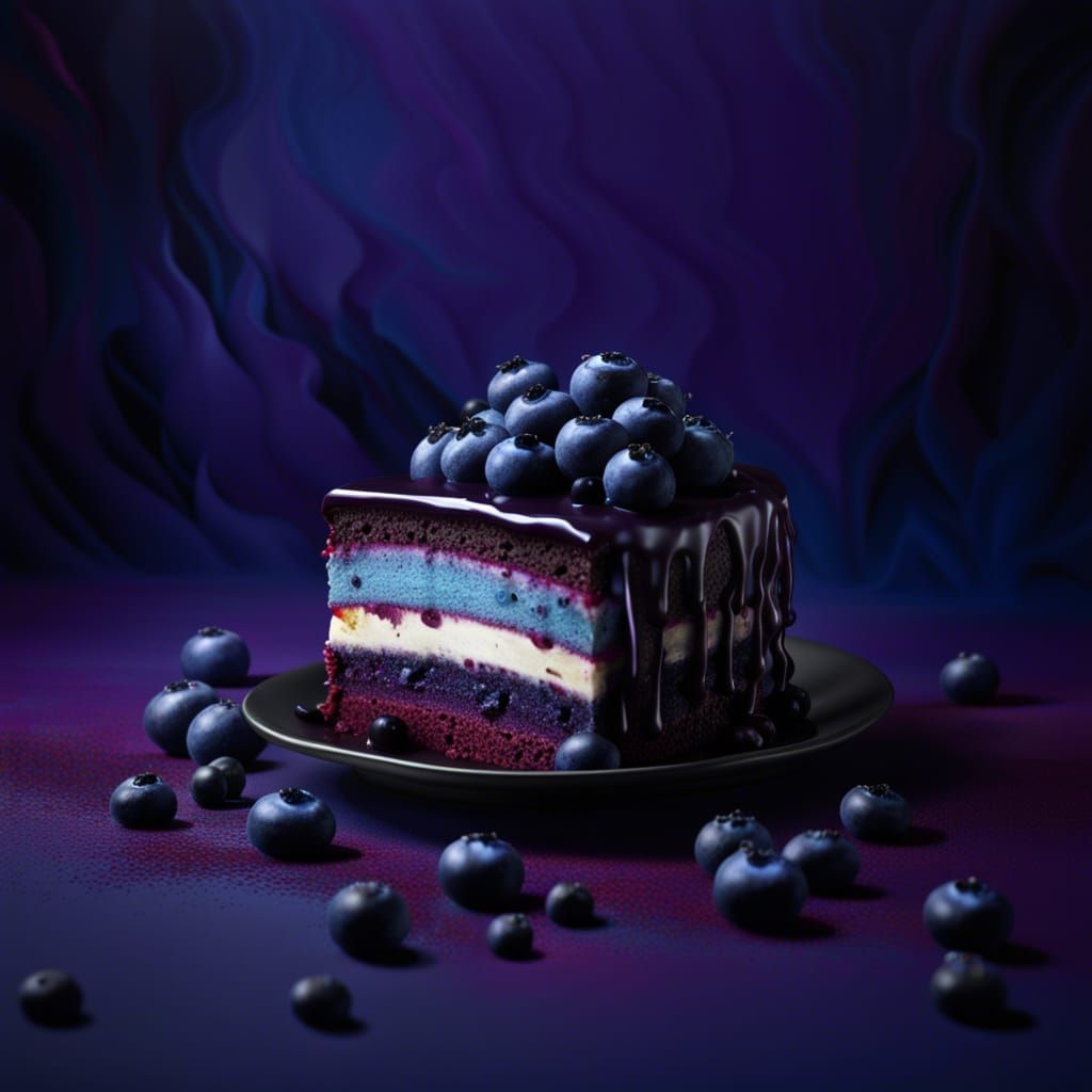 Gothic Blueberry Cake in Giger Style