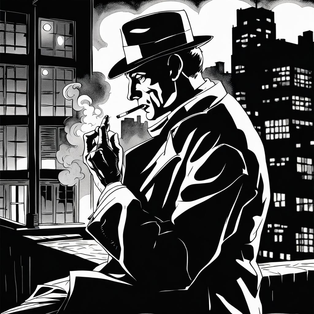 Film Noir Detective in Frank Miller Style