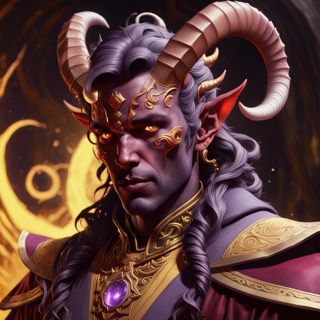 Tiefling Warlock with Healing Powers, Dark Fantasy Art