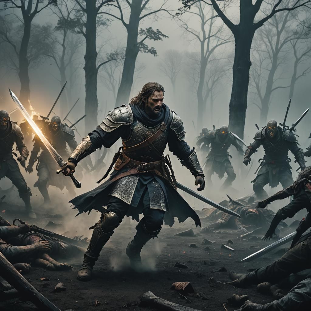 Paladin vs. Undead Horde in Ominous Fog