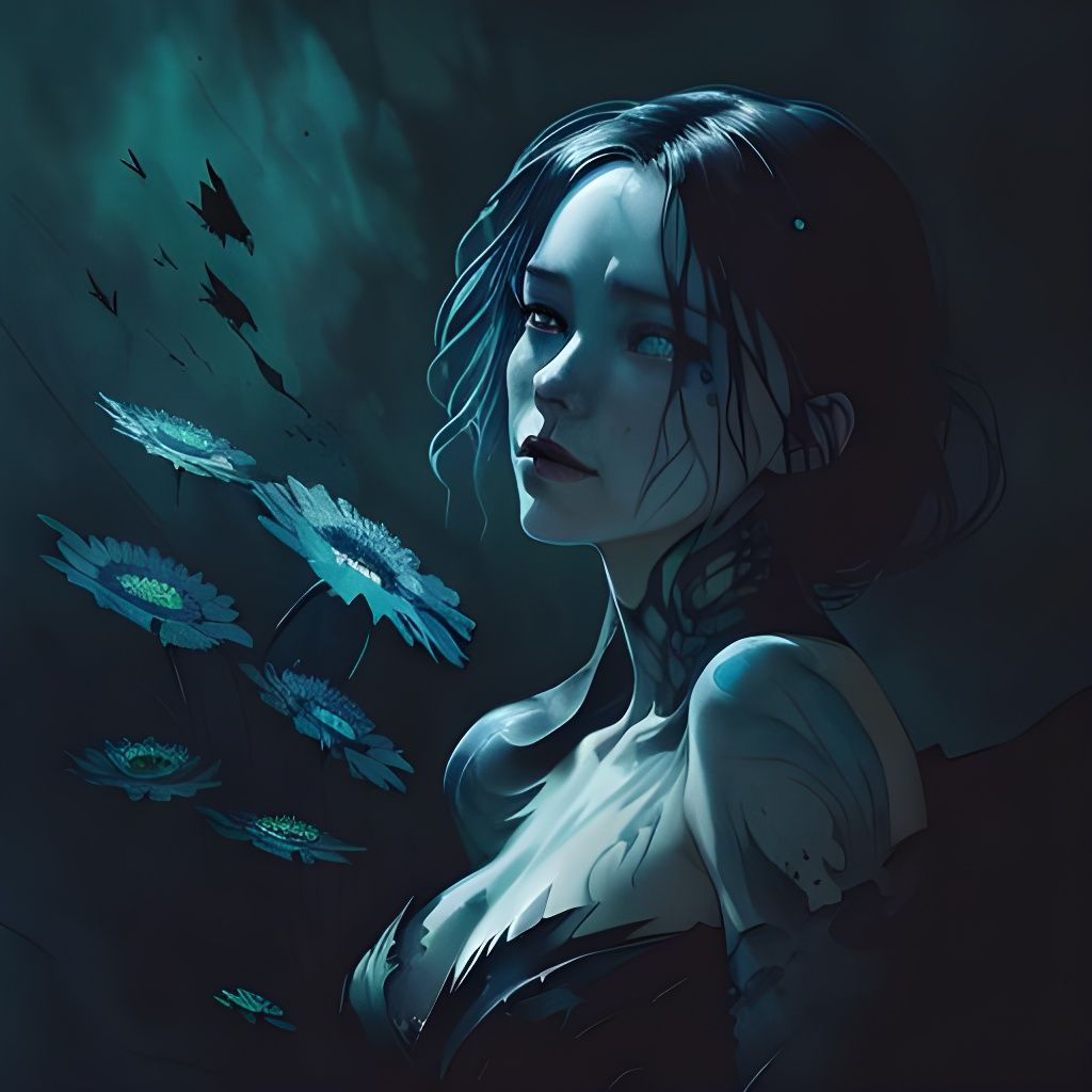 Lovecraftian Dark Queen in Watercolor and Ink