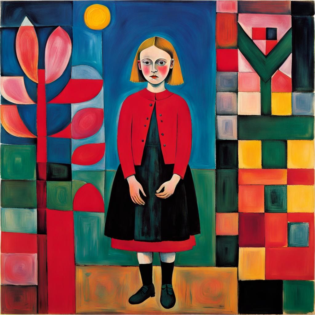 Girl in Secret Garden: Abstract Art