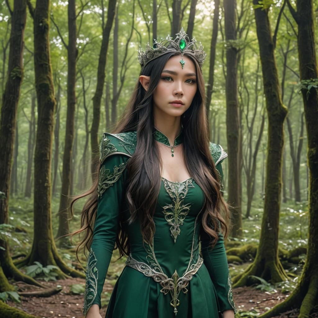 Elven Princess Casting Magic in Forest