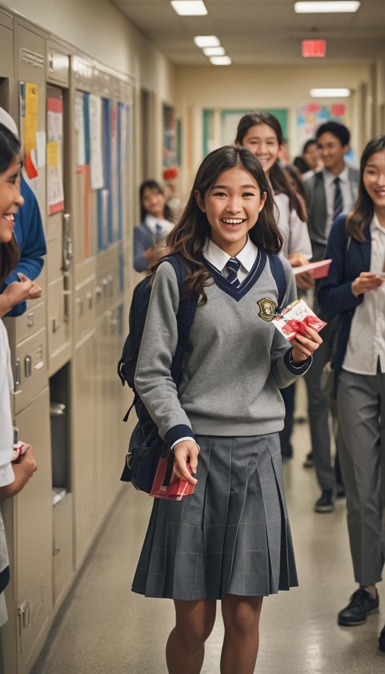 Anime Girl Invites Classmate to Celebration