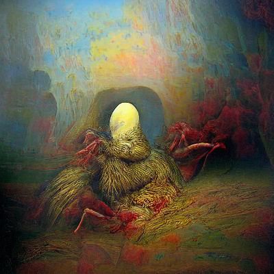 Psychedelic Honey Bunny in Beksiński Style