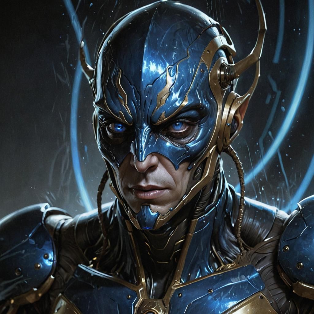 Alien Warframe Portrait in Chiaroscuro Style